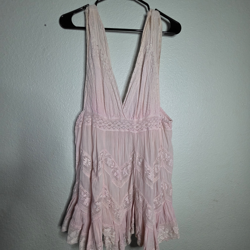 Free People Pink Lace Mini Dress